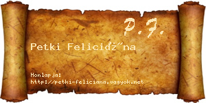 Petki Feliciána névjegykártya